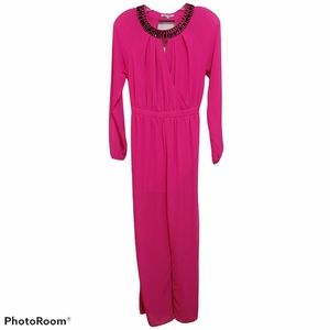 The clothing Company Hot Pink Black Jumpsuit embellished Size Small